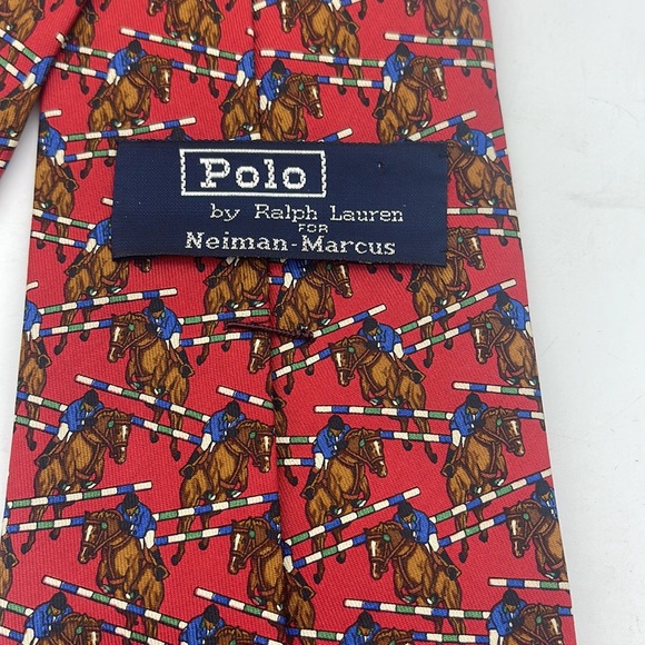 Polo Ralph Lauren For Neiman-Marcus Vintage Silk Necktie Tie Horses Equestrian - Picture 5 of 8